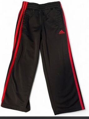 adidas Kids Black Sweatpants with Red Side Stripes